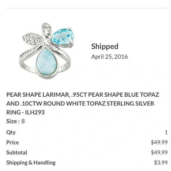 Larimar & Blue Topaz Sterling Silver Ring - Picture 6 of 6